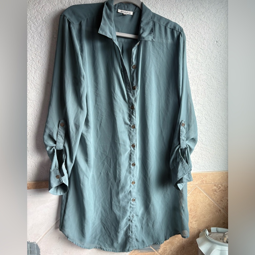 Charlotte Russe Teal Button-Down Shirt